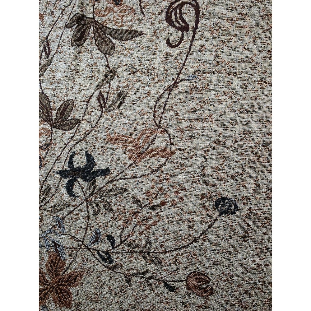 Pashmina 90%‎ Cashmere 10% Silk Long Floral Scarf Shawl Wrap Brown Gold Fringe - Picture 7 of 13